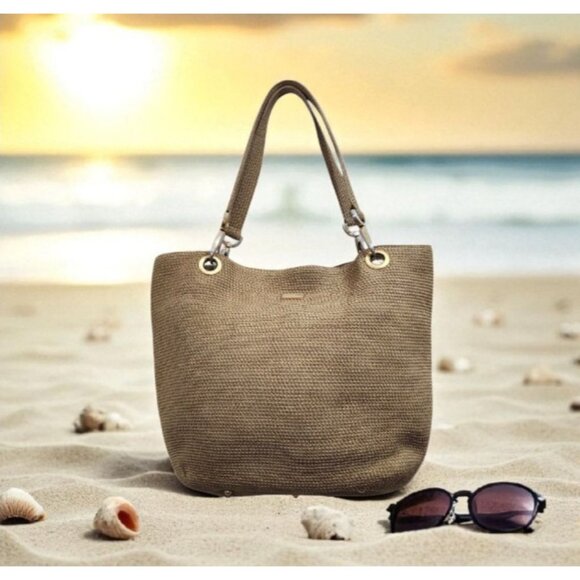 Eric Javits “Squishee” Tan Woven Tote Bag - Picture 12 of 14